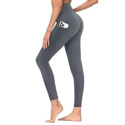 TNNZEET Leggings Große Größen Damen mit Taschen, High Waist Schwarz Plus Size Leggins für Sport Gym(Dunkelgrau,3XL) von TNNZEET