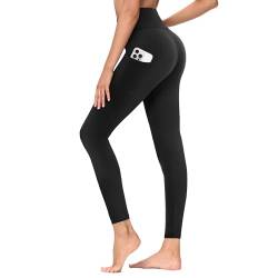 TNNZEET Leggings Große Größen Damen mit Taschen, High Waist Schwarz Plus Size Leggins für Sport Gym(Schwarz,3XL) von TNNZEET