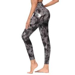 TNNZEET Leggings Große Größen Damen mit Taschen, High Waist Schwarz Plus Size Leggins für Sport Gym(Schwarz Tie-dye,3XL) von TNNZEET