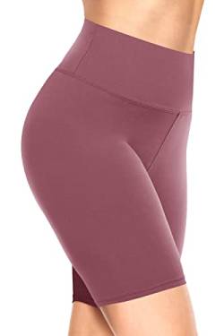 TNNZEET Radlerhose Damen Hohe Taille Kurze Sporthose Blickdicht Shorts für Yoga Gym (Rosa,L-XL) von TNNZEET