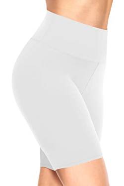 TNNZEET Radlerhose Damen Hohe Taille Kurze Sporthose Blickdicht Shorts für Yoga Gym (Weiß,S-M) von TNNZEET