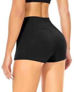 TNNZEET Radlerhose Damen Hohe Taille Shorts Bauchweg Kurze Sporthose Hotpants für Yoga Gym (Schwarz,S-M) von TNNZEET