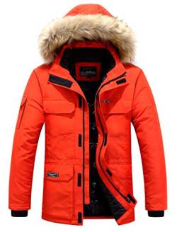 TNTTT Herren Winterjacke Fell Mit Kapuze Jacke Warm Winter Parka Mäntel Wintermantel Winddichte Outdoor Jacken Daunenjacke Men (Rot,XS) von TNTTT