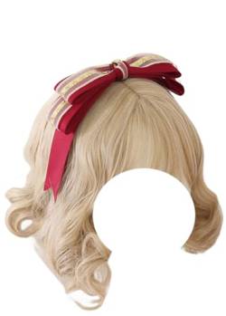 Doppellagiges Schleifen-Stirnband, Spitzenschleife, Kopfbedeckung, Schleife, Haarband, Lolita, Party, Cosplay, Haarschmuck für Frauen (rot) von TO KU TOO YUO