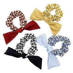 Haarreifen mit Satin-Schleife, Vintage-Stirnbänder, elastische Stirnbänder, Pferdeschwanz-Stirnbänder, Geschenke für Mädchen, 4–6 Stück (Haarband B) von TO KU TOO YUO