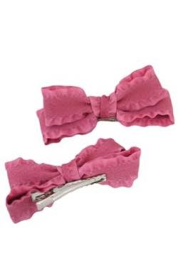 Haarspangen mit Spitzenschleife, Satin-Haarschleifen, 1 Paar, Haarschmuck, Metallclips für Damen (Rosenrot) von TO KU TOO YUO