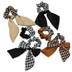 Satin-Haarreifen mit Schleife, Vintage-Stirnbänder, elastische Stirnbänder, Pferdeschwanz-Stirnbänder, Geschenke für Mädchen, 4–6 Stück (Haarband A) von TO KU TOO YUO