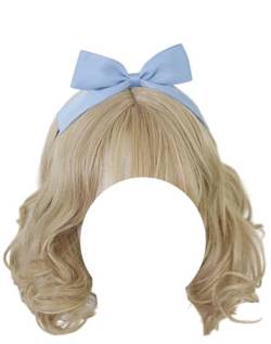 Schleife Stirnband Spitze Schleife Kopfbedeckung Schleife Haarband Lolita Party Cosplay Haarschmuck für Frauen (Grau Blau) von TO KU TOO YUO