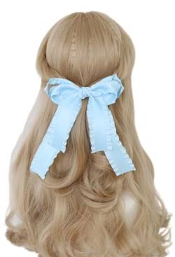 Spitzenschleife Haarspangen Satin Haarschleifen Clips Band Haarschmuck Slides Metallclips für Frauen (Hellblau) von TO KU TOO YUO