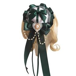Süße Lolita Kopfbedeckung Hut Lolita Haarschmuck mehrfarbige Schleife Band Haarnadel Hut (Grün) von TO KU TOO YUO