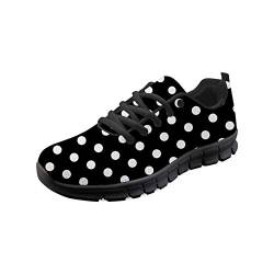 TOADDMOS Damen-Tennisschuhe, leichte Laufschuhe, Walking-Sneaker, legere Sport-Sneaker, schwarz mit punkten, 40 EU von TOADDMOS