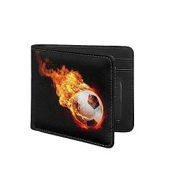 TOADDMOS Fashion Print PU Leder Herren Slim Bi-fold Geldbörse mit Kreditkartenfach und Ausweisfenster, Feuerball Ball, Modern von TOADDMOS