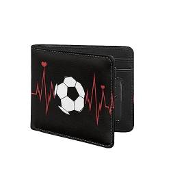 TOADDMOS Fashion Print PU Leder Herren Slim Bi-fold Geldbörse mit Kreditkartenfach und Ausweisfenster, Liebe Fußball, Modern von TOADDMOS