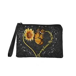 TOADDMOS Kleine Geldbörse mit Schmetterlings- und Sonnenblumen-Motiv, für Damen und Mädchen, Sonnenblume und Schmetterling, Einheitsgröße, Münztasche von TOADDMOS