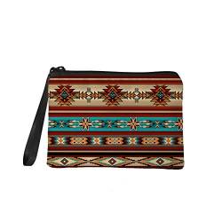 TOADDMOS Kleine Münzgeldbörse mit Meerjungfrau-Fischschuppen-Druck, Münztasche mit Reißverschluss, für Damen und Mädchen, Native Tribal Aztec, Einheitsgröße, Münzbörse von TOADDMOS