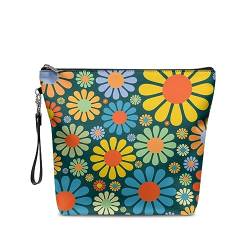 TOADDMOS Make-up-Tasche, Kosmetiktasche, Reisetasche für Damen, Mutter, Teenager, Schwester, Reisen, Abschlussfeier, Geburtstag, Hippie Flower von TOADDMOS