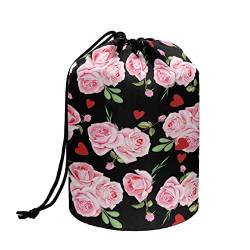 TOADDMOS Maßgeschneiderte Druck Kordelzug Make-up Tasche Reise Kosmetik Kulturbeutel Organizer Tasche für Frauen Mädchen, Leichte Multifunktionale Aufbewahrungstasche, Rosa, Einheitsgröße, Beauty Case von TOADDMOS