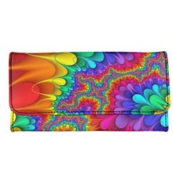 TOADDMOS Modischer Druck Damen Lange Geldbörse Weich PU Leder Trifold Clutch Geldbörse, Batik, Modern von TOADDMOS