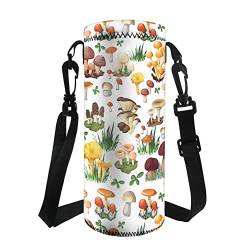 TOADDMOS Neopren-Wasserflaschen-Tragetasche, rosa Kuh-Flaschenhalter mit verstellbarem Schultergurt, für Kinder, Männer, Frauen, Wandern, Camping, tragbare Flaschenhülle, mushroom, Einheitsgröße, von TOADDMOS