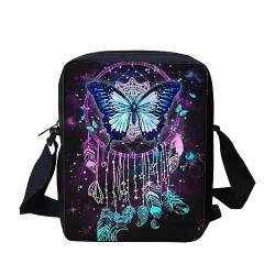 TOADDMOS Schwarze Katze Druck Handy Geldbörse Geldbörse Leinwand Kleine Crossbody Geldbörse Taschen mit Schultergurt für Frauen Teenager Mädchen, Traumfänger Schmetterling von TOADDMOS