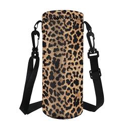 TOADDMOS Wasserflasche Sling Case Bag Carrier Holder, 750ML 1000ML Dog Paw Heart Drawstring Neoprene Water Bottle Sleeve Cover Pouch for Men Women, braun von TOADDMOS