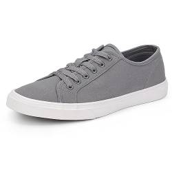 Herren Canvas Low Top Schuhe Skate Schuhe Mode Turnschuhe für Männer Bequeme Walking Casual Schuhe, TB002-Grau, 42 EU von TOBER