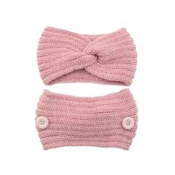 TOBILE Ohrenschützer Winter Gestrickte Stirnbänder für Frauen Warmes Haarband mit Knopf Ohrwärmer Stricken Turban Bandage Haarschmuck - 19 von TOBILE