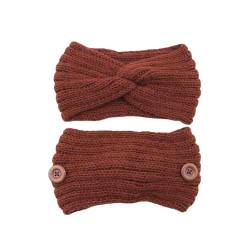 TOBILE Ohrenschützer Winter Gestrickte Stirnbänder für Frauen Warmes Haarband mit Knopf Ohrwärmer Stricken Turban Bandage Haarschmuck - 25 von TOBILE