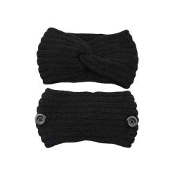 TOBILE Ohrenschützer Winter Gestrickte Stirnbänder für Frauen Warmes Haarband mit Knopf Ohrwärmer Stricken Turban Bandage Haarzubehör - 1 von TOBILE