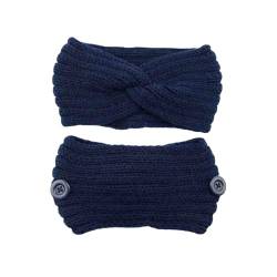 TOBILE Ohrenschützer Winter Gestrickte Stirnbänder für Frauen Warmes Haarband mit Knopf Ohrwärmer Stricken Turban Bandage Haarzubehör - 5 von TOBILE