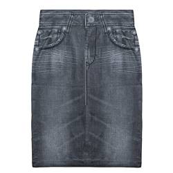 TOBILE Röcke Damen Denim Rock Druck Nahtlose Jeansröcke Kurz Slim Hohe Taille Elastische Polckets Damen Minikleid, grau, 40 von TOBILE