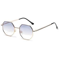 TOBILE Sonnenbrille Herren Polygon Sonnenbrille Herren Vintage Achteckige Metall-Sonnenbrille für Damen Farbverlauf Grau, Weiß von TOBILE