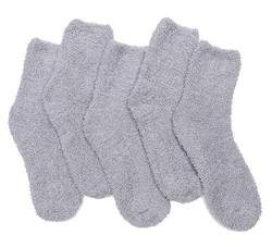 TOCONFFON Damen Kuschelige Flauschige Socken Weiche Socken Plüsch Socken 5 Paar(Grau) von TOCONFFON