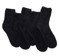 TOCONFFON Damen Kuschelige Flauschige Socken Weiche Socken Plüsch Socken 5 Paar(Schwarz) von TOCONFFON