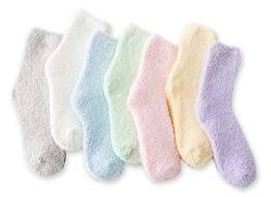TOCONFFON Damen Kuschelige Flauschige Socken Weiche Socken Plüsch Socken 7 Paar(7 Farben) von TOCONFFON