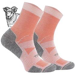 TODO BP Kurz Wandersocken Sommer Herren und Damen - Wolle Trekking Socken Atmungsaktiv, Anti Blasen, Belüftung (Kurz Coral, 39-42) von TODO