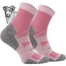 TODO BP Kurz Wandersocken Sommer Herren und Damen - Wolle Trekking Socken Atmungsaktiv, Anti Blasen, Belüftung (Kurz Rosa, 35-38) von TODO