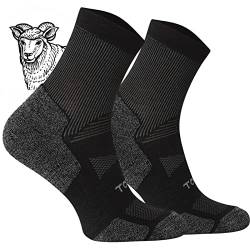 TODO BP Kurz Wandersocken Sommer Herren und Damen - Wolle Trekking Socken Atmungsaktiv, Anti Blasen, Belüftung (Kurz Schwarz, 35-38) von TODO