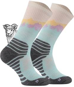 TODO BP LIGHT Dünn Merino Wandersocken für Damen, Herren Trekking-Socken, Atmungsaktiv, 55% Merinowolle Blend Funktionssocken, Outdoor (Falcon Pastel, 39-42) von TODO