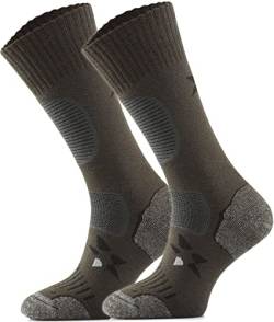 TODO BP Medium Dicke Wandersocken 34% Merino Wolle Herren und Damen. Socken für Outdoor, Hiking, Wandern, Camping, zum Wald, Bergsocken (43-46, Khaki) von TODO