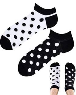 TODO Colours Lustige Sneaker Socken Black&White dots LOW Lustige socken bunte Knöchelsocken Damen Herren (Black&White dots Low, 39-42) von TODO