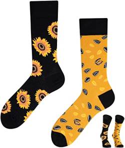 TODO Colours Lustige Socken mit Motiv - Mehrfarbige, Bunte, Verrückte für Herren und Damen (39-42, Sonnenblumen Socken) von TODO