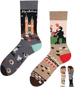 TODO Colours Lustige Socken mit Motiv - Mehrfarbige, Bunte, Verrückte für die Lebensfreude (35-38, Krakau Socken) von TODO