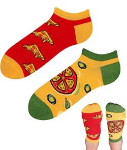 TODO Colours Lustige Socken mit Motiv - Mehrfarbige, Bunte, Verrückte für die Lebensfreude (35-38, LOW Pizza) von TODO