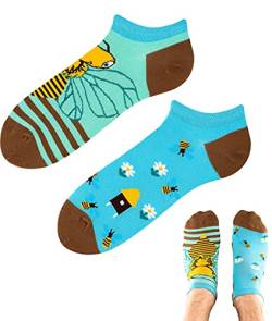 TODO Colours Lustige Socken mit Motiv - Mehrfarbige, Bunte, Verrückte für die Lebensfreude (35-38, z LOW Bienen auf Wiese, numeric_35) von TODO