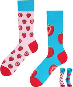 TODO Colours Lustige Socken mit Motiv - Mehrfarbige, Bunte, Verrückte für die Lebensfreude (Erdbeeren Socken, numeric_35) von TODO