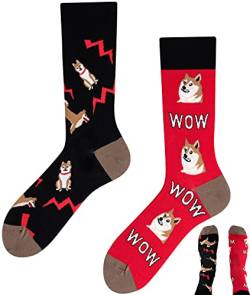TODO Colours Lustige Socken mit Motiv - Mehrfarbige, Bunte, Verrückte für die Lebensfreude (Hund Wow-Wow, numeric_35) von TODO