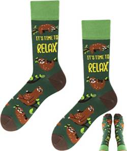 TODO Colours Lustige Socken mit Motiv - mehrfarbige, bunte, Verrückte für Herren und Damen (39-42, Sloth Socken) von TODO