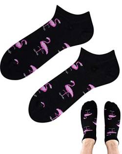 TODO Colours Motiv Sneaker-Socken FLAMINGO LOVER LOW Lustige Flamingo mehrfarbige, verrückte, bunte Knöchelsocken Damen Herren (Flamingo Lover Low, 39-42) von TODO