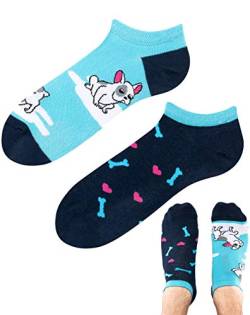 TODO Colours Motiv Sneaker-Socken LOVELY DOG LOW Lustige Asien Hund socken Damen und Herren, mehrfarbige, verrückte, bunte Knöchelsocken (Lovely Dog Low, 35-38) von TODO